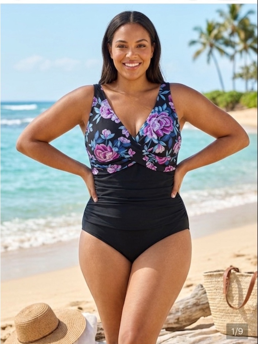 Maxine of Hollywood‎ plus size Tummy control One-Piece Swimsuit size 16